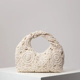 Purpdrank  Pattern Hollow Woven Shoulder Bag Bohemia Straw Beach Bag Premium Style Travel Must Haves Vacation Beach Handbags Women
