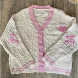 Purpdrank  Trendy Women's Clothing Knitted Cardigan Embroidery Sweater Coat Lazy Streetwear Comfortable Single Row Buttons Patchwork Tops