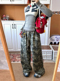 Purpdrank  Vintage Camouflage Pants Women Y2K Hip Hop Streetwear All Match Wide Leg Trousers Korean High Waist Grunge 90S Pants Aesthetic