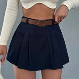 Purpdrank  High Stree Shorts Women High Waisted Solid Pleated A-Line Skirt Fashion Casual Streetwear Shorts Skirts Summer 2026 New