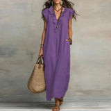Purpdrank  Summer Hot Butterfly Sleeveless Vacation Beach Dress Woman Spring V Neck Ruffles Pocket Long Dress Casual Boho Maxi Dresses