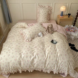 Purpdrank  3/4Pcs Flower Prints 100% Cotton Korean Princess Style Bedding Set Single Queen Duvet Cover Bed Sheet/Fitted Sheet Pillowcase