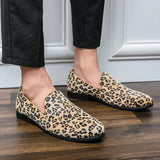 Purpdrank  Hot Selling Men's Leopard Print Loafers Europe America Trendy New Flat Shoes Massage Soles Men's Walking Shoes Big Size：38-48