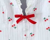 Purpdrank  Sexy White Red Fruit Tie Bow Halter V neck Open Buttons Slim Tank Top Women Spliced Lace Hem Sleeveless Backless Tee Summer Vest