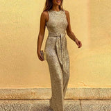 Purpdrank  Silver Dot Personality One-Piece Suit Women's Sleeveless round Neck Cross-Border Elegant British Style High Waist Long Pants