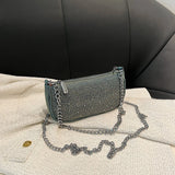 Purpdrank  Rhinestone Appliqued Chain Shoulder Crossbody Bags For Women Luxury Designer Purses And Handbags Wedding Dinner Party