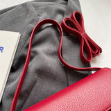 Purpdrank  Irregular Shapes Crossbody Bags For Women Red Lychee Pattern Flap Shoulder Bag Casual Street Simple Fashion Satchels 2025