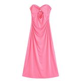 Purpdrank  Dress Summer Women's 2025 New Chic Stretch Knit Tube Top Hollow Elegant Women's Long Dress Fashion Youth Holiday Travel Dress