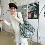 Purpdrank  Colorful Plaid Shoulder Bags for Women Large Capacity Portable Ladies Tote Underarm Bag Travel Outdoor Female Casual Handbags
