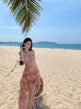 Purpdrank  Vacation Style Dress for Women Summer New Irregular Ruffle Short Dress Strapless Dress