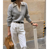 Purpdrank  Streetwear Striped Sweater Women Fashion Patchwork Knitted Pullovers Korean V Neck Knitwears Fall Winter Long Sleeve Jumpers New