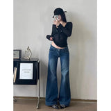 Purpdrank  Y2K Streetwear Low-Waisted Jeans Women Korean Fashion Slimming Denim Flares Pants Spring Summer Sexy Wide Leg Trousers