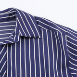 Purpdrank   Spring New Versatile Casual Simple Seven-quarter Sleeve Striped Shirt