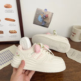 Purpdrank  Women's Thick Bottom Sneakers Floral Design Breathable Sports Flat Shoes Korean Style Spring Summer Autumn Seasonal New Arrival