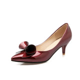 Purpdrank  Design Sweet Women Pumps Pointed Toe Small Heels 6cm Slip On Bowknot 46 47 48 Fashion Dating Female Shoes