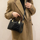 Purpdrank  Fashion Handbags For Women New Luxury Designer Purses And Handbags Stone Pattern Glossy Street Shoulder Crossbody Bag
