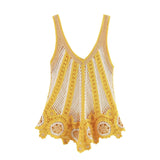Purpdrank  Holiday Style Summer Women's Crocheted Suspender Tops V-Neck Backless Casual Beach Bohemian Tops