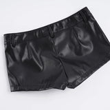 Purpdrank  Sexy Rivet Pu Leather Shorts Locomotive Style Slim Low-Waisted Shorts Women Summer Fashion Punk Style Streettwear Ladies