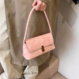Purpdrank  Retro Women Underarm Shoulder Bag Flap Shape PU Leather Pure Color Armpit Bag 2024 New Luxury Designer Purses And Handbags