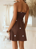 Purpdrank  Women Summer Strapless Elegant Mini Dress, Holiday Fashion Sleeveless Chic Party Dress, New Simple Backless Ladies Dress Vestido