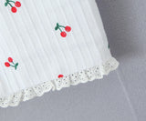 Purpdrank  Sexy White Red Fruit Tie Bow Halter V neck Open Buttons Slim Tank Top Women Spliced Lace Hem Sleeveless Backless Tee Summer Vest