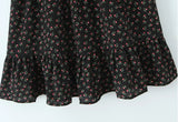 Purpdrank  Sexy Black Floral Chiffon Sling Dress Women Front Open Buttons V neck Ruffles Hem Short Dresses Femme Mini Vestidos Robe