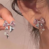 Accessories Drop Earrings Fashion Silver Needle Bow Atmosphere No Fading Irregular Anti-oxidation Stacked Wear Elegant Earrings