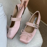 Purpdrank  Sweet Butterfly-knot Mary Jane Shoe Women Retro Square Toe Shallow Ballet Flats Comfort Soft Sole Designer Shoe Zapatos De Mujer