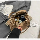 Purpdrank  High Quality Solid PU Bucket Shoulder Soft Crossbody Bags Korean High-end Design Large Capacity Women's Handbags