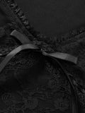 Purpdrank  Coquette Lace Shirt y2k Clothes Women Solid Color V Neck Cap Sleeve Crop Top with Bow Decor Sweet Aesthetic Clothes