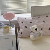 Purpdrank  Plaid Bow Knot Pillow Cover Korean Y2k Fashions Girlish Heart Blackpink Room Decor Sleeping Pillow Cover Bedroom Decoration Gift