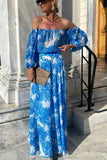 Purpdrank  New One Shoulder Printed High Waist Elegant Dress for Women