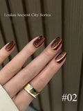 Purpdrank  10ML 1-16pcs New Style Loulan Ancient City Cat Eye Gel Nail Polish Black Chocolate Amber High-grade Glass Bead Nails
