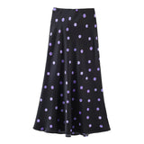 Purpdrank  5 colors Spring Summer Women Elastic High Waist Polka Dot Satin Skirt Mid Long A-line Skirts Femme