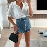 Purpdrank  Casual Bodycon Party Wrap Hips Skirts Lady Summer High Waist Denim Short Skirts Fashion New Button Pocket Commute Mini Skirts