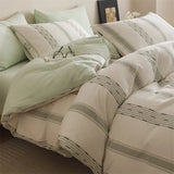 Purpdrank  New Class Duvet Cover Knitted Cotton Printing Small Fresh King Size Queen Size Set Bed Sheet Bed Hat 4Pcs Set