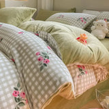 Purpdrank  Winter Double-sided Thickened Milk Flour Bed Set of Four Pieces with Warm Flange Coral Flour Quilt Cover and Flour Bed Sheet