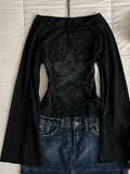 Purpdrank  2000s American Vintage Dark Gothic Long Sleeve Loose T Shirts Y2k Subculture Print Harajuku O Neck Autumn Tees Women Casual Tops