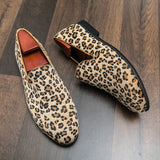 Purpdrank  Hot Selling Men's Leopard Print Loafers Europe America Trendy New Flat Shoes Massage Soles Men's Walking Shoes Big Size：38-48