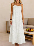 Purpdrank  Beach Casual Spaghrtti Strap Long Dress Women Summer Elegant Sleeveless Backless Lace Maxi Dresses Casual