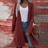 Purpdrank  Women's Casual Long Knitted Cardigan round Ne ort Sve Street Sle Regular Fit Long Sweater for Young Women 25-29
