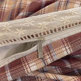 Purpdrank  INS Korean Style2025 New Yungan Cotton Wrinkled Double-layer Yarn Lace Bedding Sets