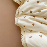 Purpdrank  Bedding Set INS Girls Cherry Soft Washed Cotton Bed Sheet Queen King Size Duvet Set Flower Comforter Set Pillowcase Bed Linens
