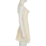 Purpdrank  Womens Halter Neck Mini Dress Lace Floral Backless Cowl Neck Asymmetrical Party Dress