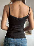 Purpdrank   Tank Tops Women Backless Sexy Top Lace Spliced Sleeveless Crop Top Fashion Off Shoulder Slim Vest Summer New Female Tops