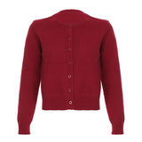 Purpdrank  Button Round Neck Woolen Cardigan Autumn Women's Lazy Casual Versatile Slim Short Coat Simple Solid Color Soft Long-sleeved Coat