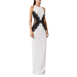 Purpdrank  New Sexy Off Shoulder Backless Long Dress Elegant Lace Bodycon Midi Dress Women