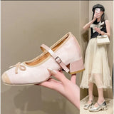 Purpdrank  Shallow Mouth Female Shoes Autumn Soft Black Flats Ballet New Dress Fall Summer Med Flower Rubber Hoof Hee