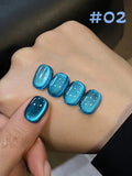 Purpdrank  12ML 10-Color Blue Series Blue Eyes Star Sea Cat Eye Gel Nail Polish New Summer Flash Lamp Cat Eye Nail Polish Nail Art