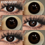 Purpdrank  1 Pair Brown Color Contact Lenses Natural Eye Contacts Blue Colored Soft Lens Yearly Use Women Makeup Cosmetic Lenses